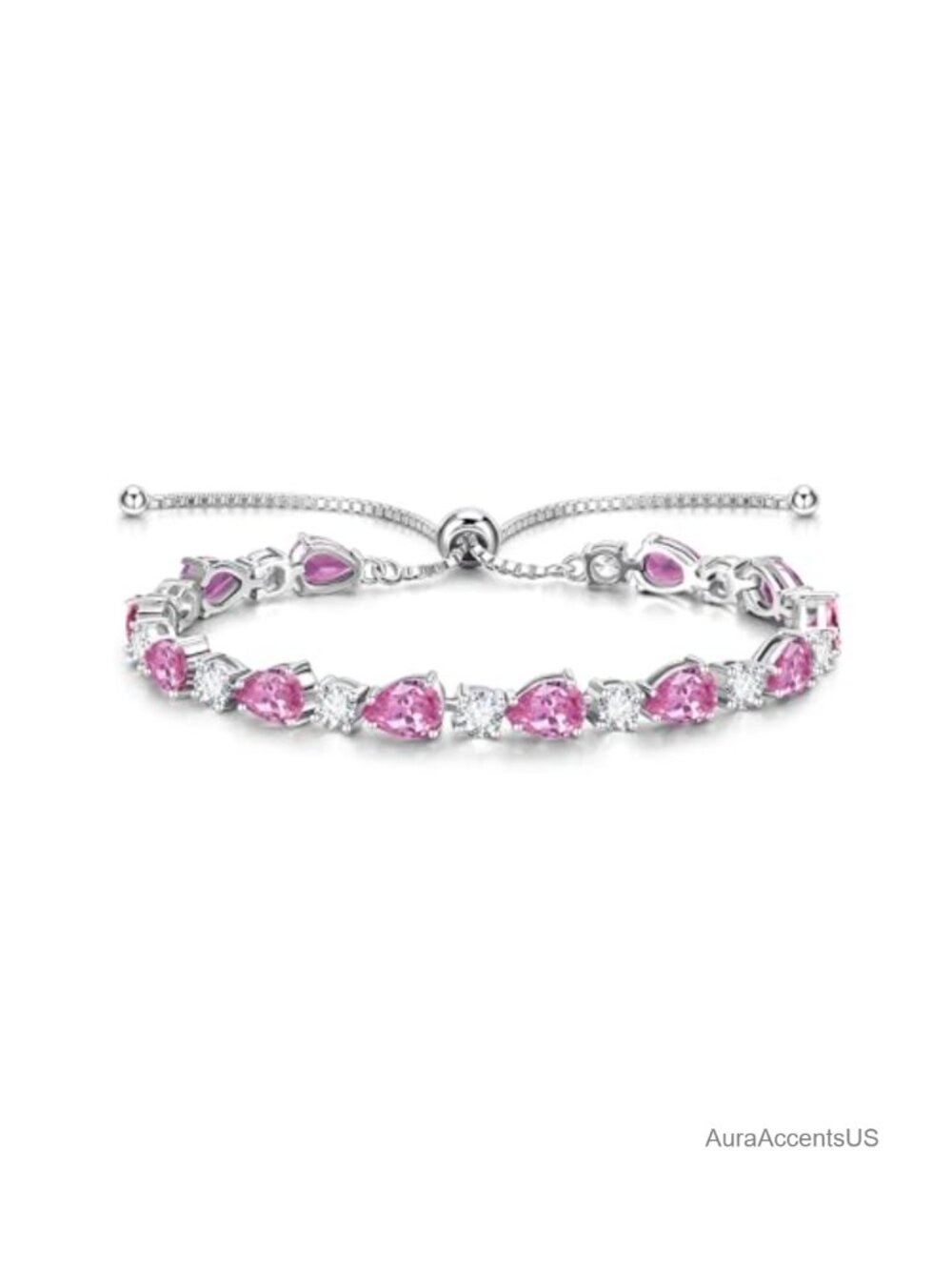 Sterling Silver Tourmaline Birthstone Tennis Bolo Bracelet Adjustable